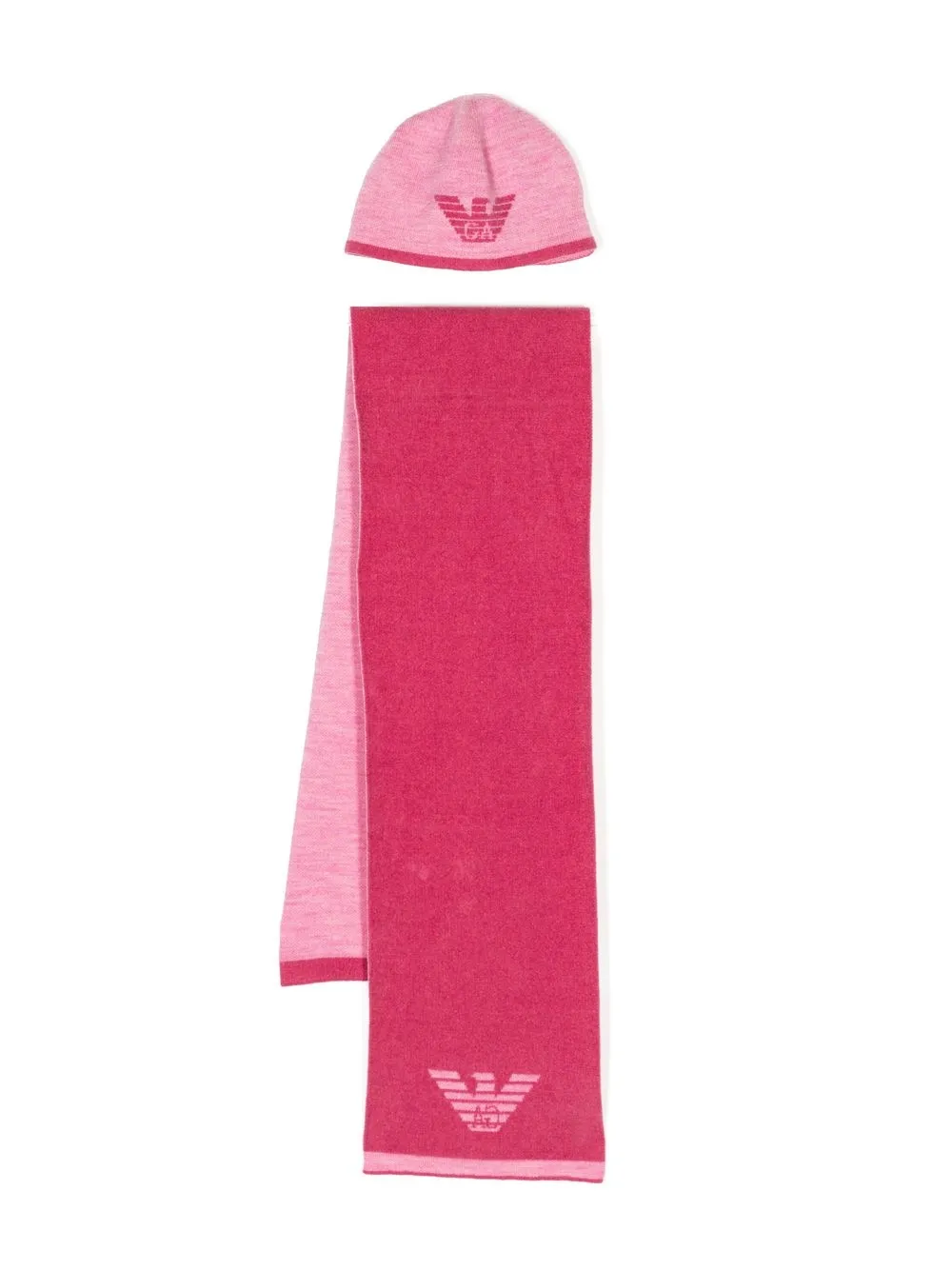 

Emporio Armani Kids intarsia-knit logo hat set - Pink