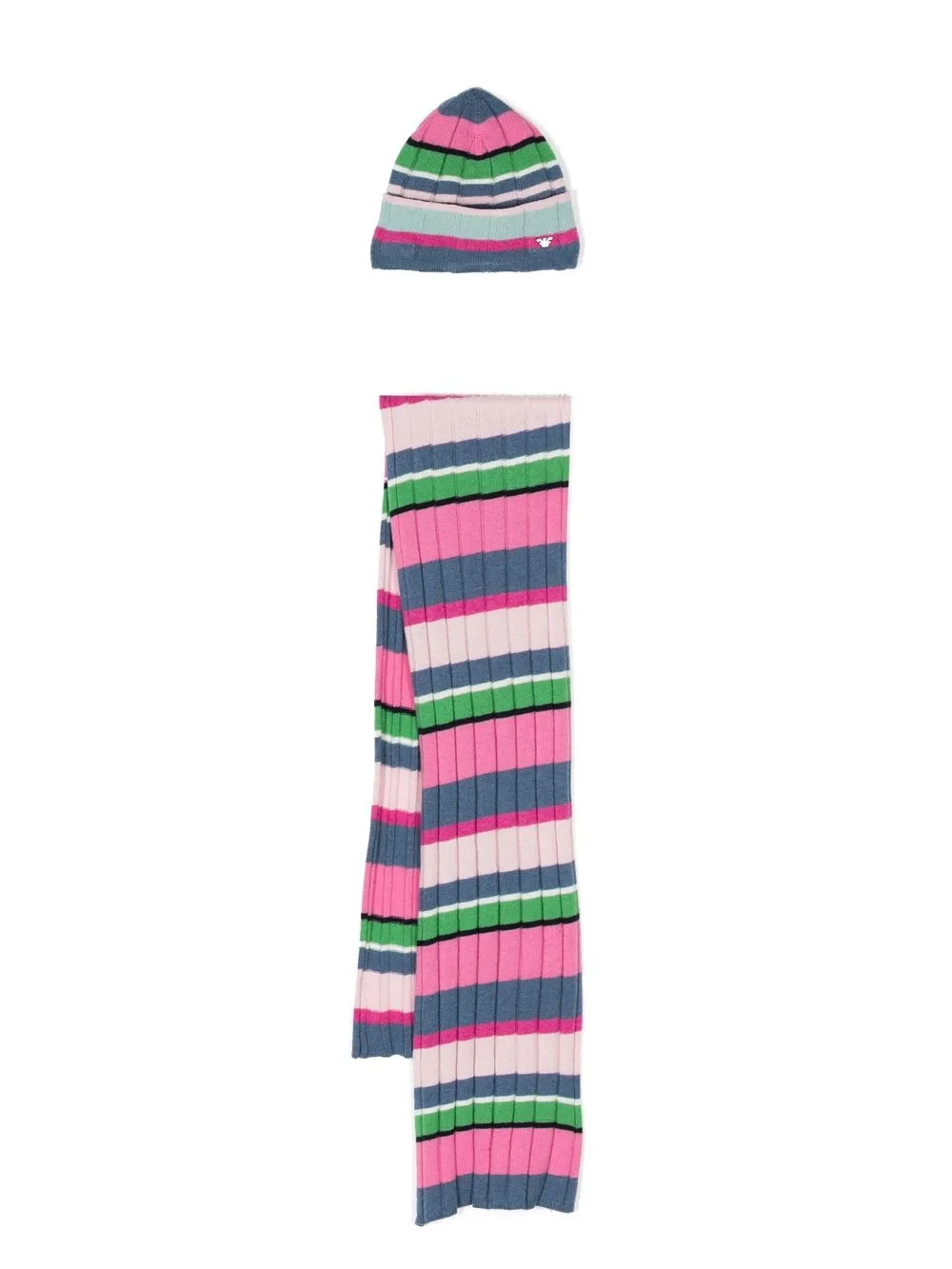 

Emporio Armani Kids ribbed-knit striped scarf set - Pink