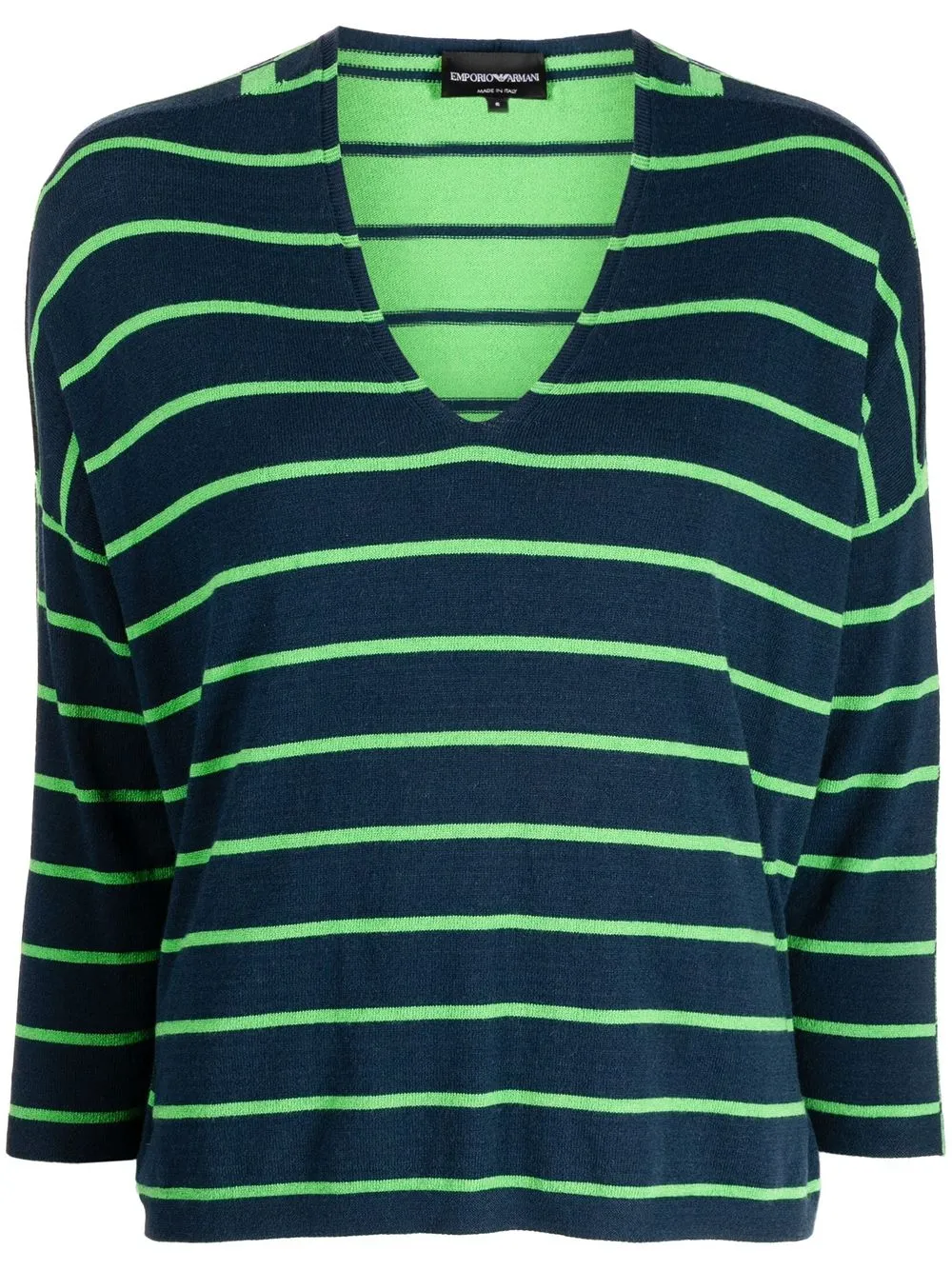 

Emporio Armani striped crop-sleeve jumper - Blue