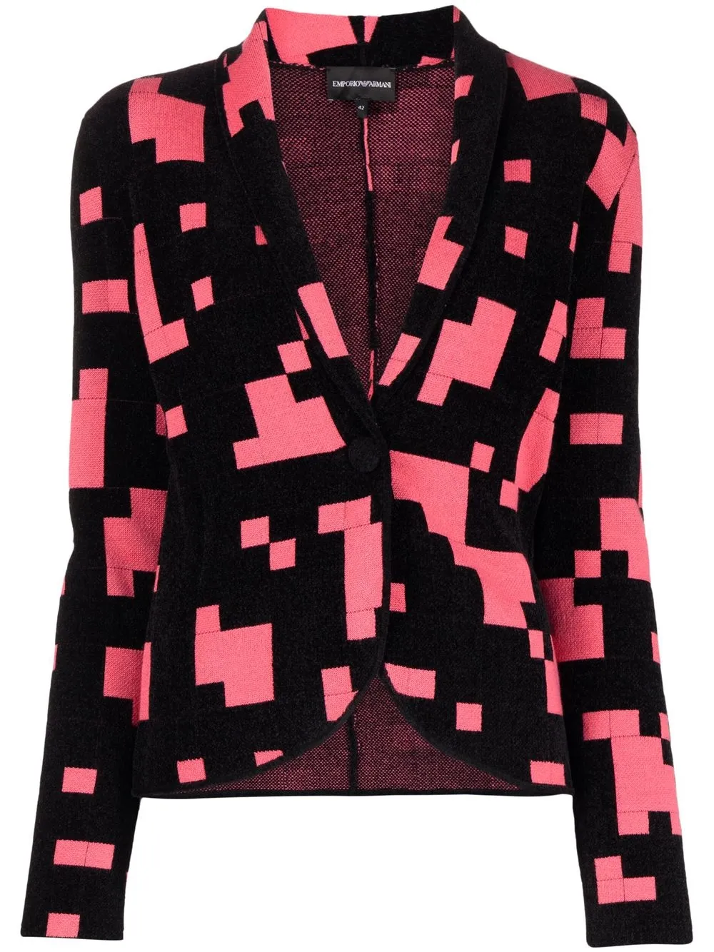 

Emporio Armani geometric-print single-breasted blazer - Black