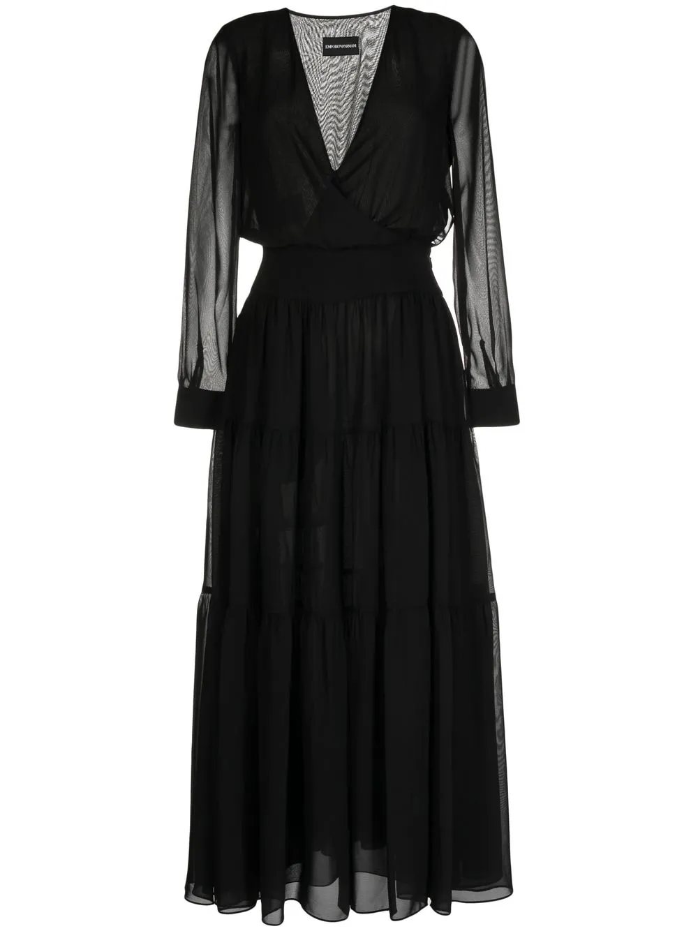 

Emporio Armani gathered-skirt wrap long-dress - Black