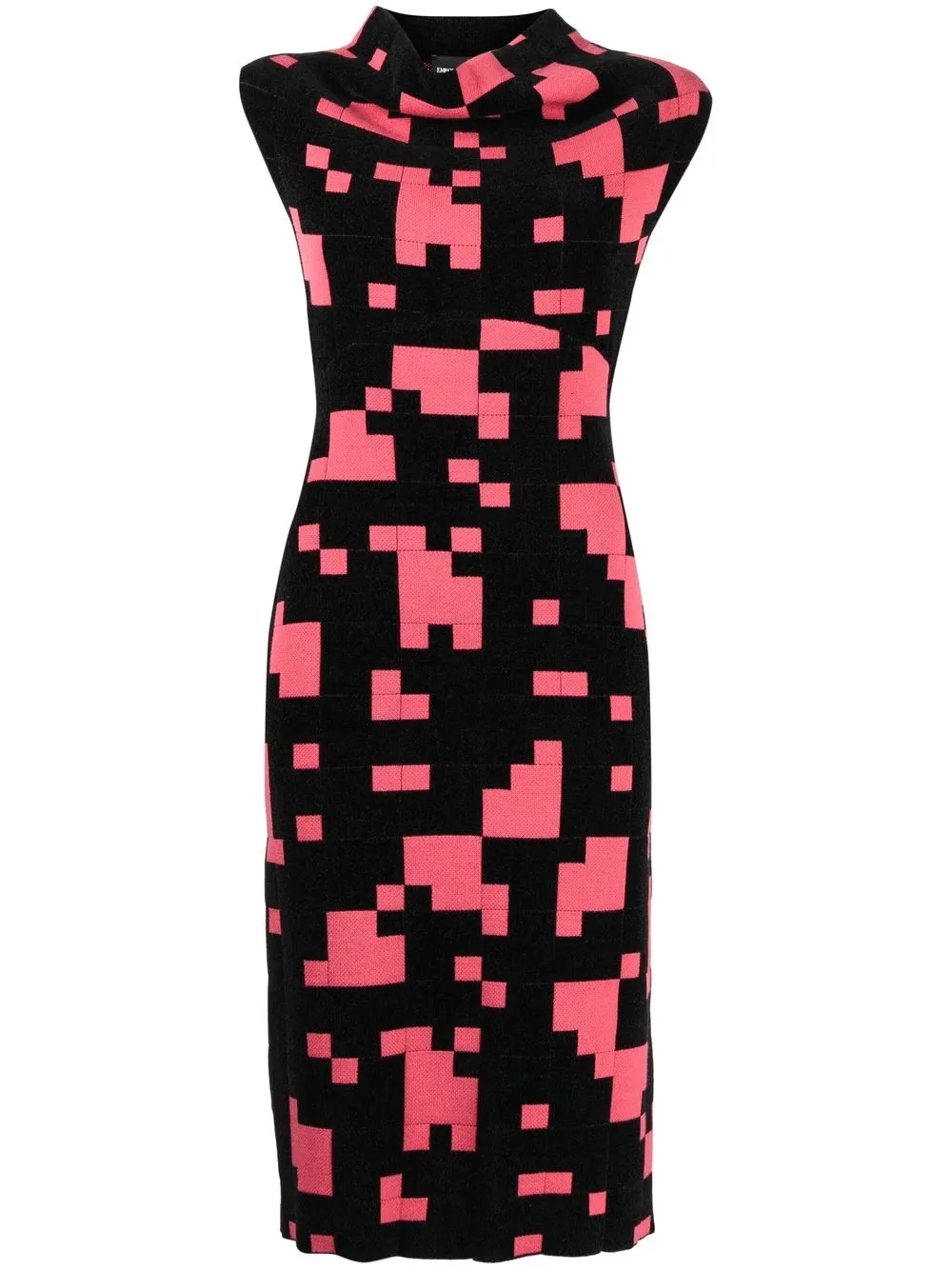 

Emporio Armani abstract-pattern print sleeveless dress - Black
