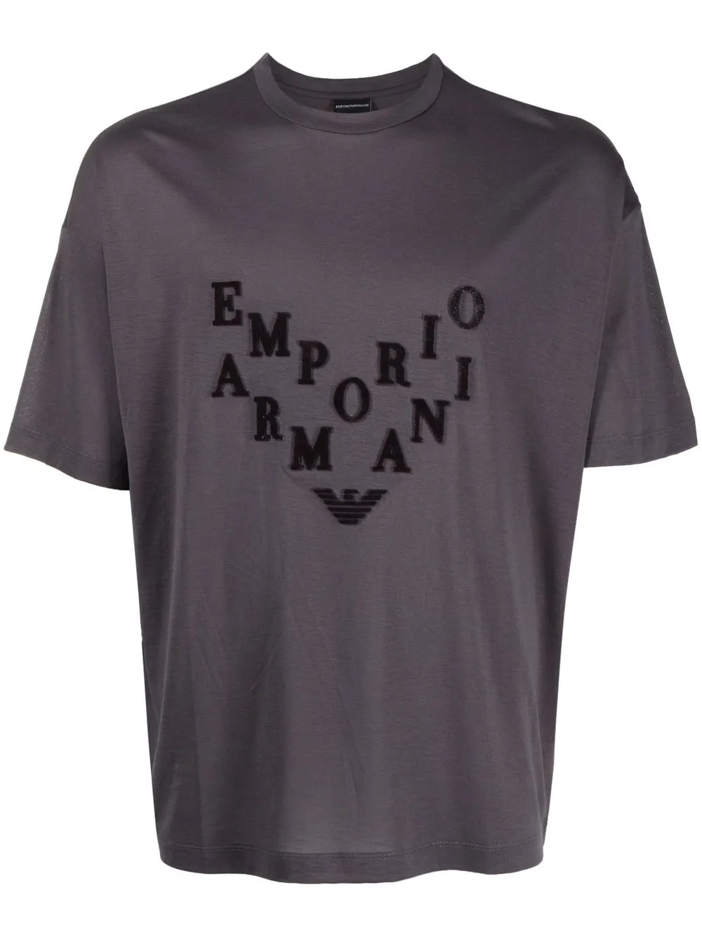 

Emporio Armani flocked-logo short-sleeved T-shirt - Grey