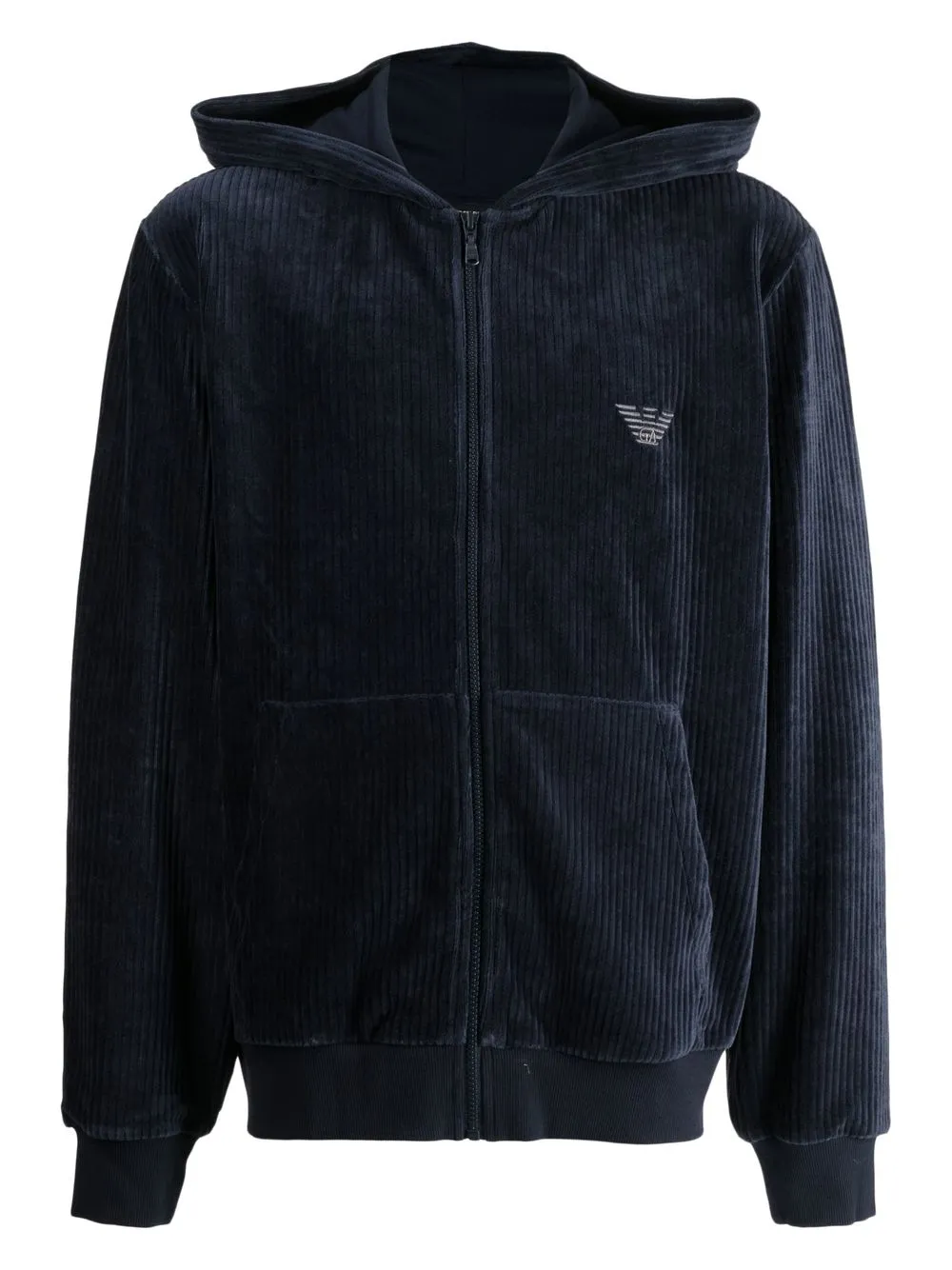 

Emporio Armani logo-embroidered zipped hoodie - Blue