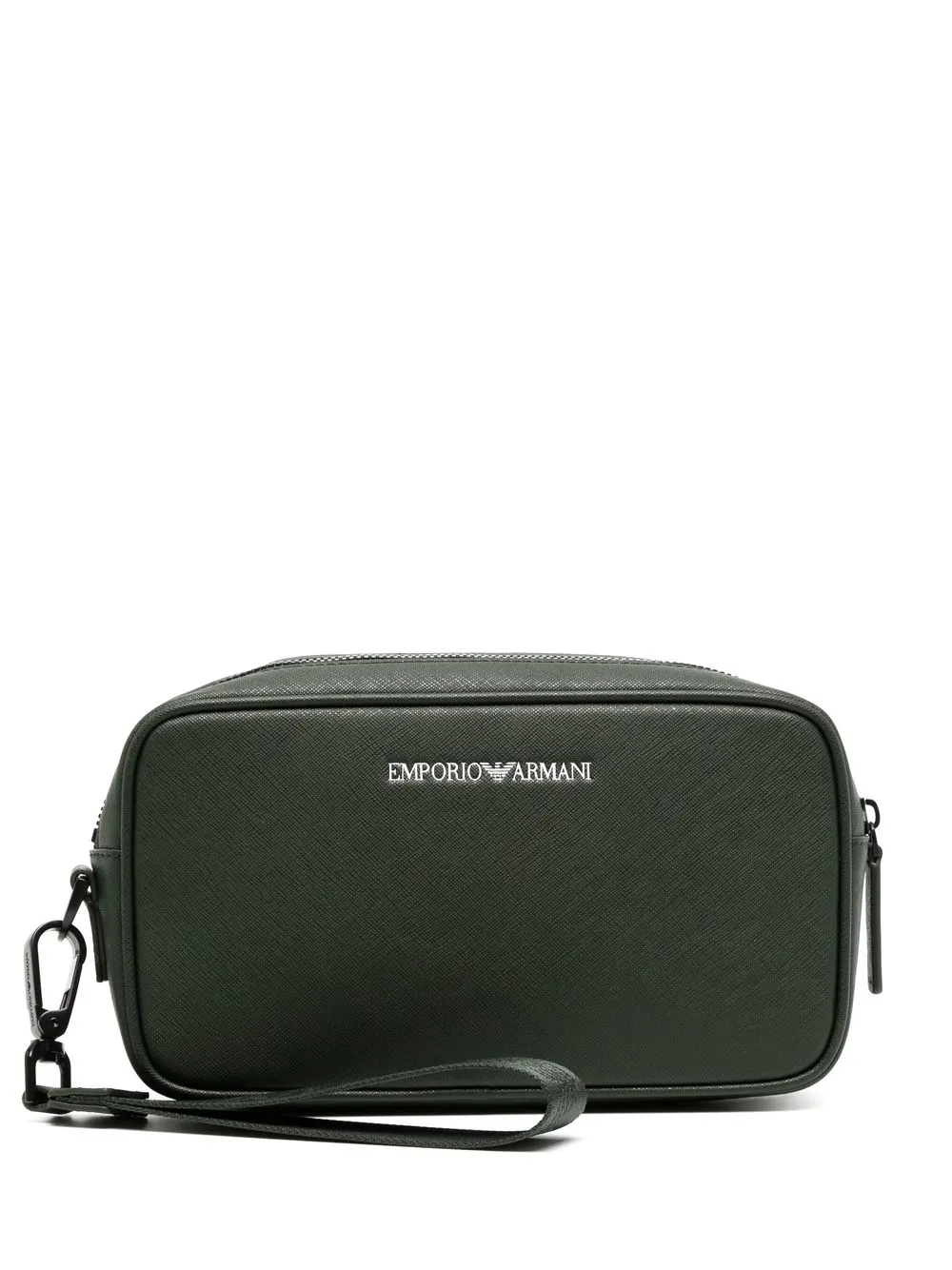 

Emporio Armani logo-print detail wash case - Green