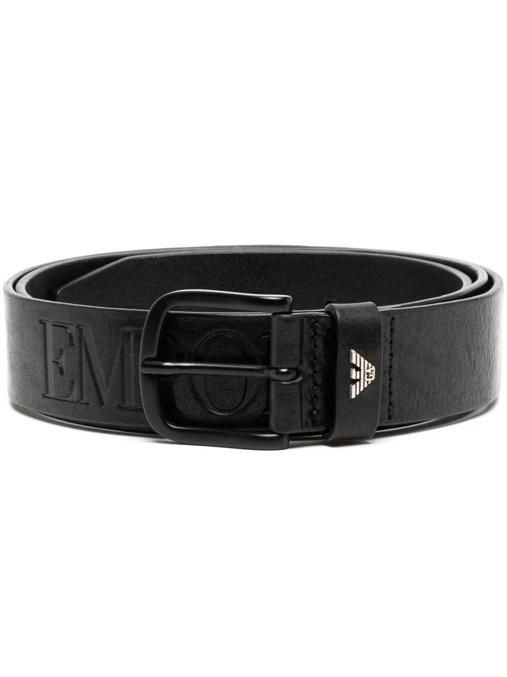 

Emporio Armani logo-embossed leather belt - Black