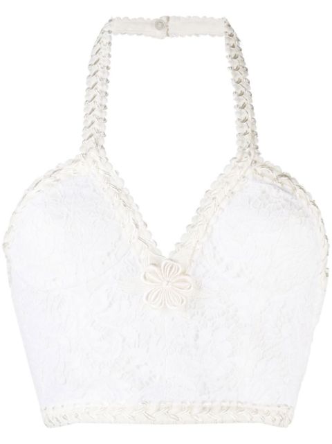 Alessandra Rich lace-panel halterneck top