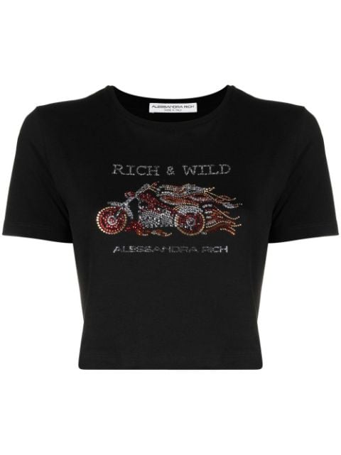 Alessandra Rich T-shirt con logo crop