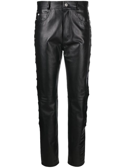 Alessandra Rich lace-detail leather trousers