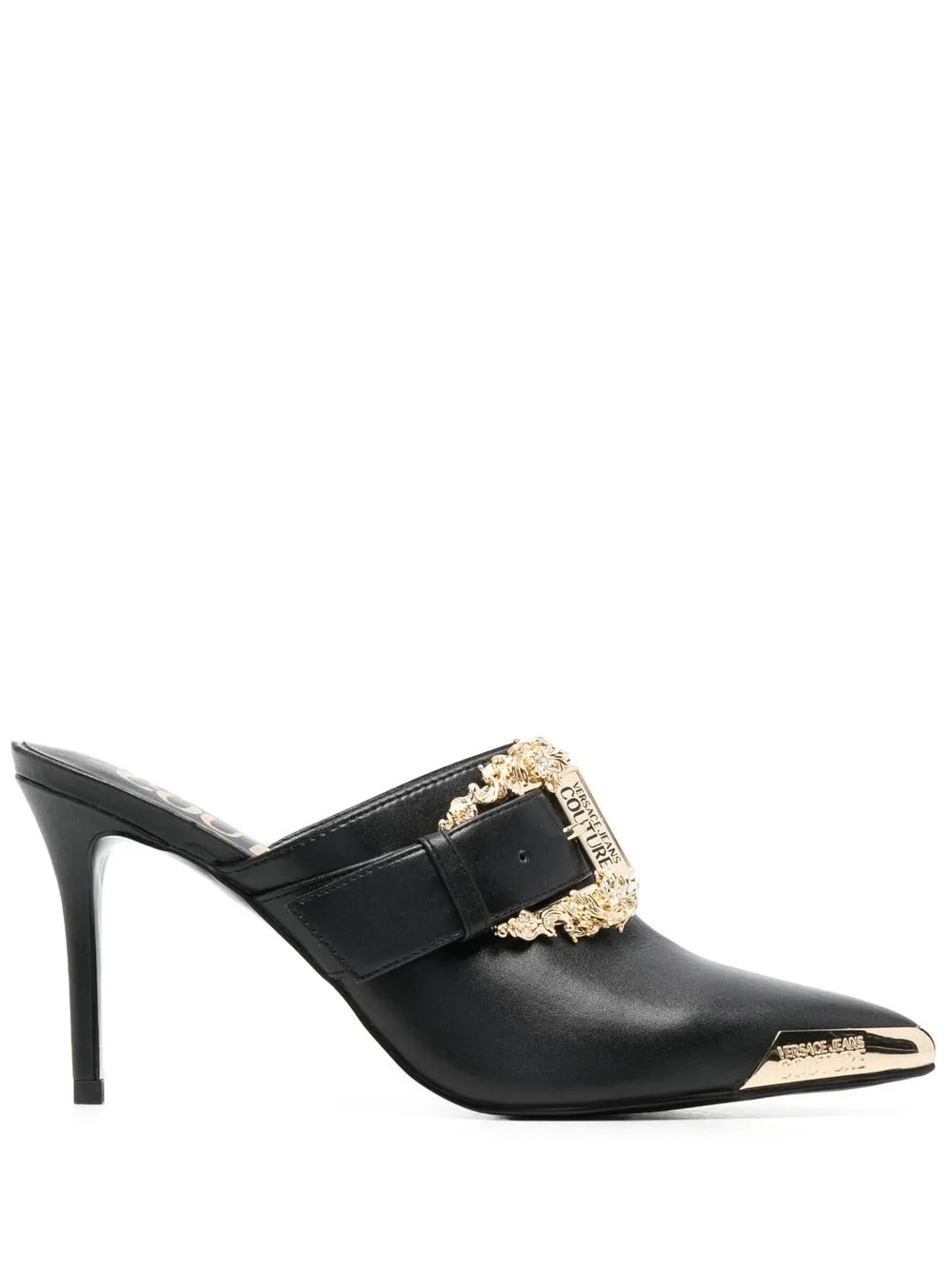 

Versace Jeans Couture mules con hebilla y placa del logo - Negro