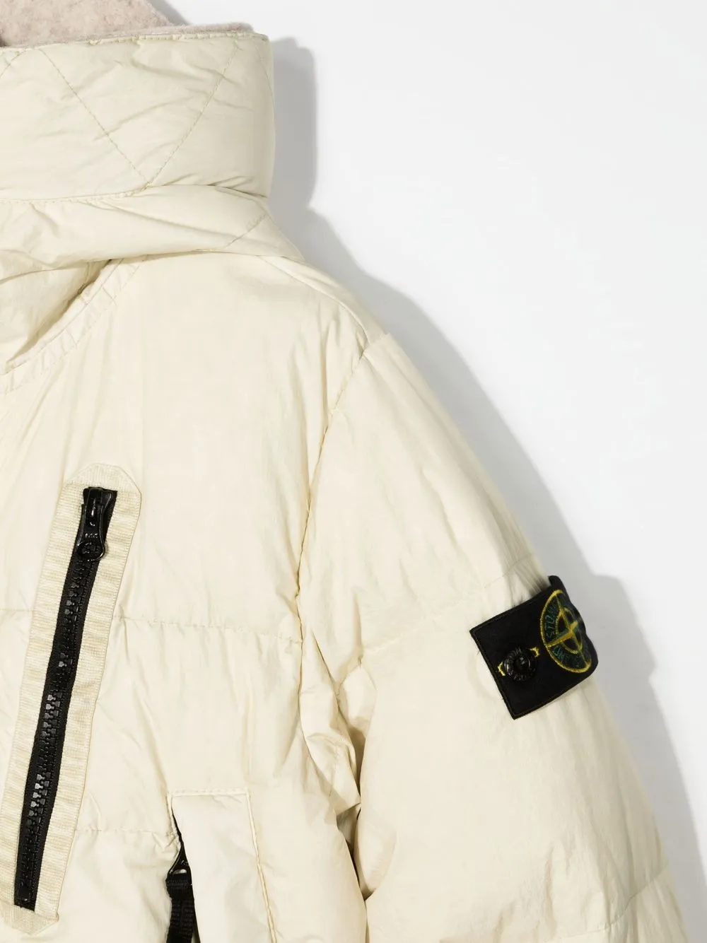  Stone Island Junior Logo-patch Padded Coat - Neutrals 