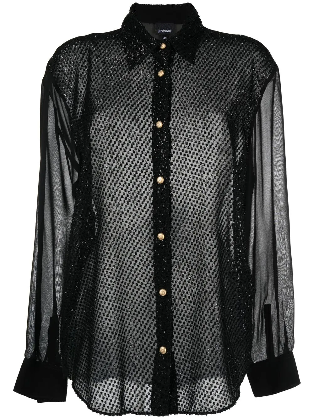 

Just Cavalli camisa transparente de glitter - Negro