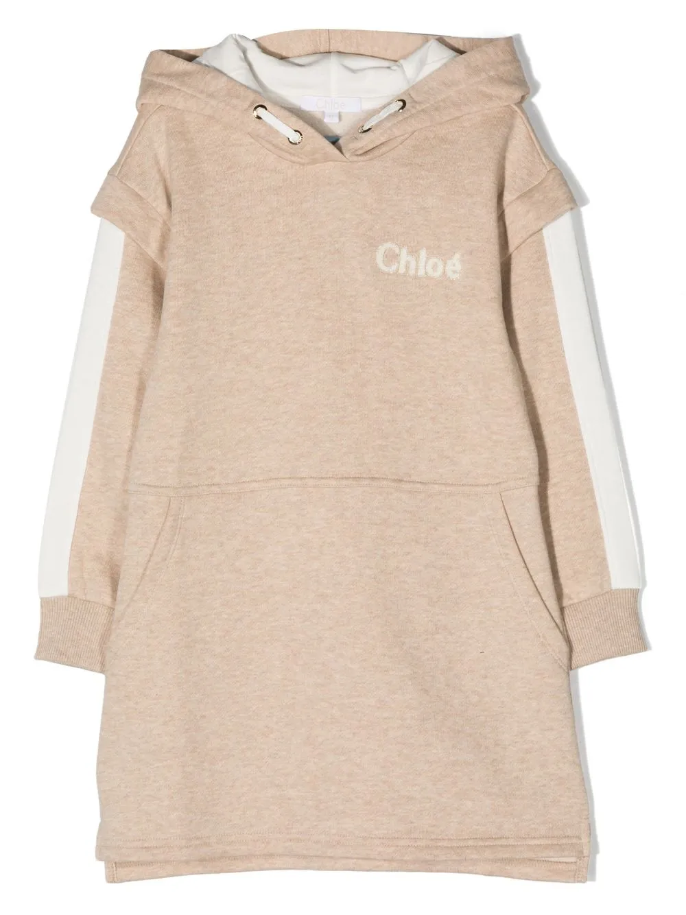 

Chloé Kids vestido con capucha y logo estampado - Neutro