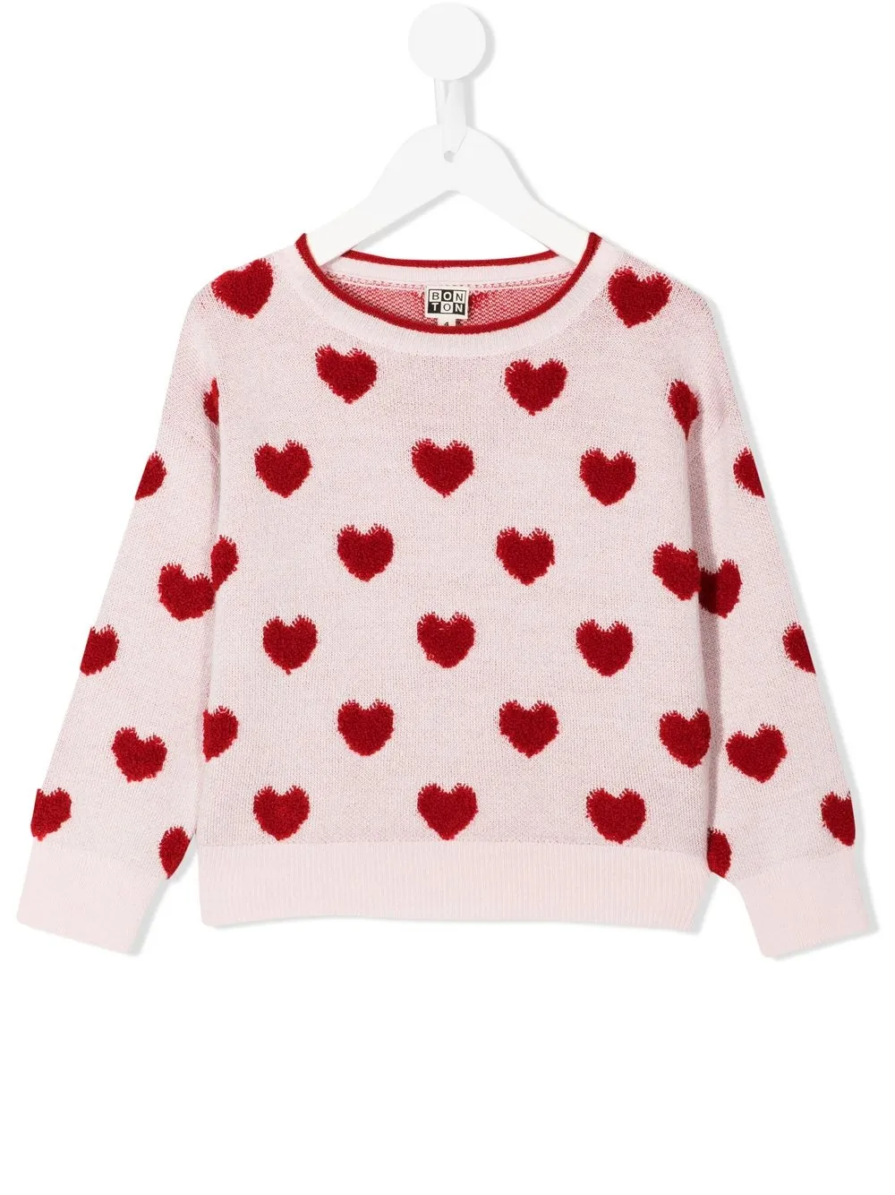 

Bonton heart-print wool-blend jumper - Pink