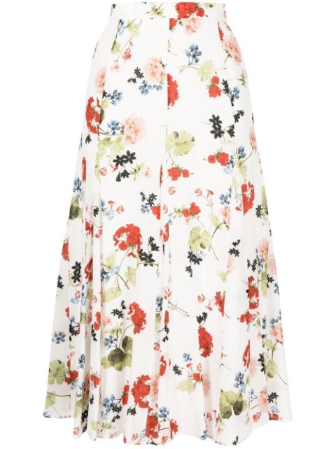 ERDEM floral-print midi silk skirt