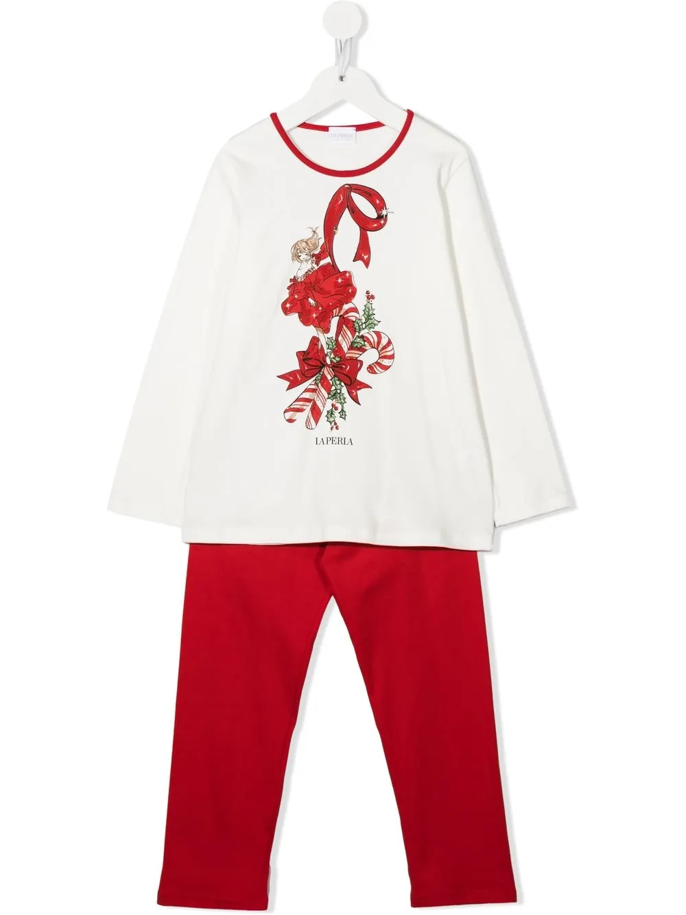 

La Perla Kids pijama Christmas con estampado gráfico - Blanco