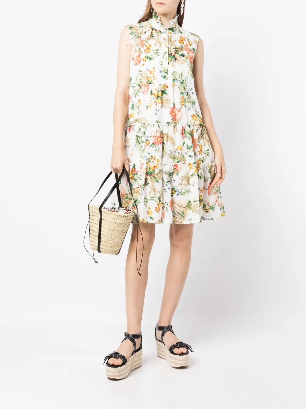 Image 2 of Erdem sleeveless floral-print linen dress