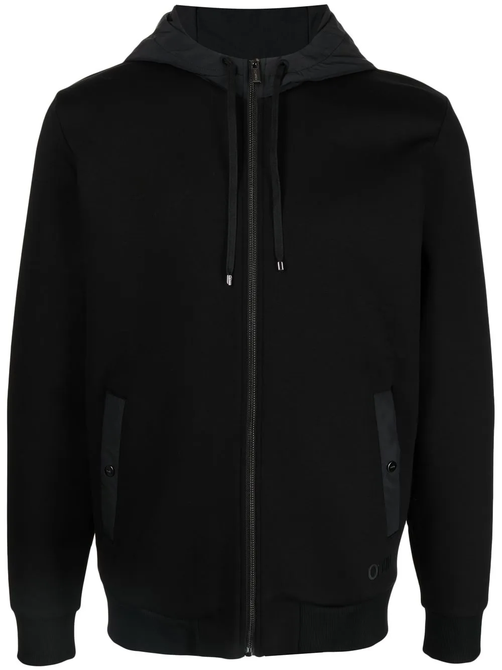 

HUGO hoodie con logo estampado y cierre - Negro