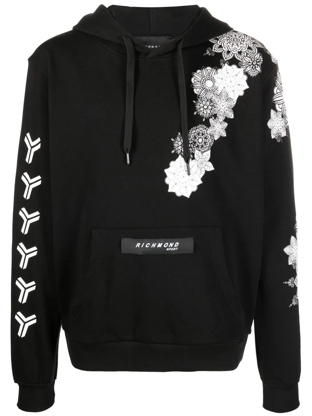 

John Richmond hoodie con motivo floral - Negro
