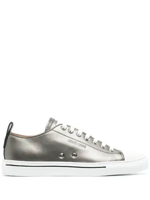 Roberto Cavalli metallic leather sneakers
