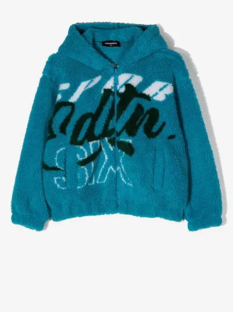 DSQUARED2 KIDS logo-print zip-up hooded jacket