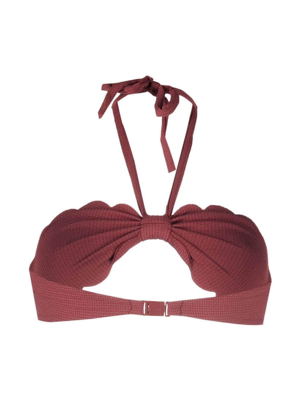 Shop Marysia Scallop-edge Halterneck Bikini Top In Rot