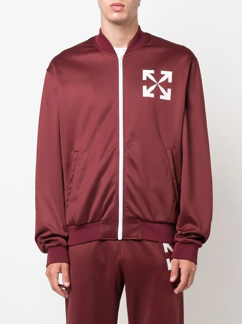  Off White Sportjacke Mit Pfeilen   Rot 