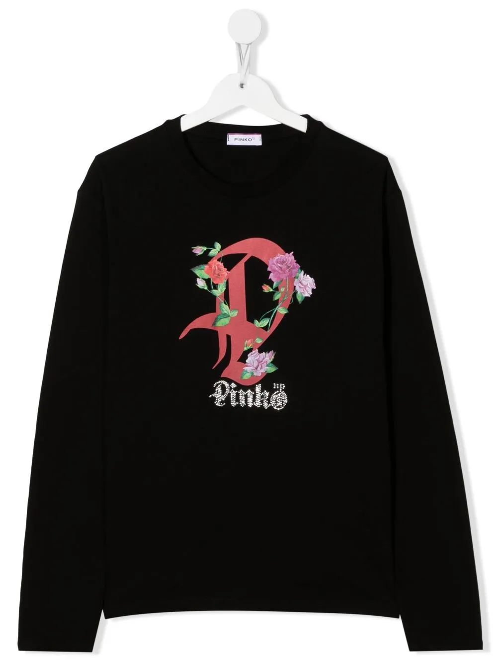 

Pinko Kids hoodie con logo y estampado floral - Negro