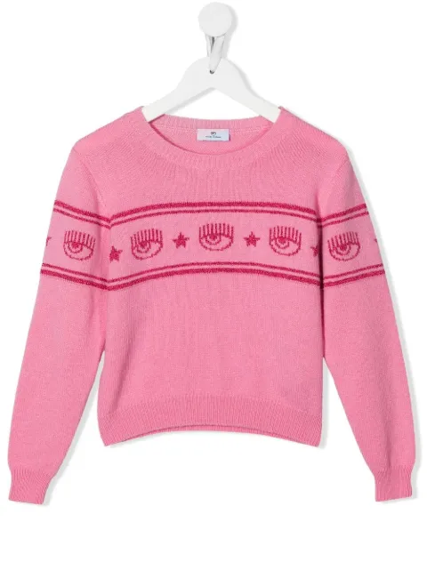Chiara Ferragni Kids Eyelike-intarsia shimmer jumper