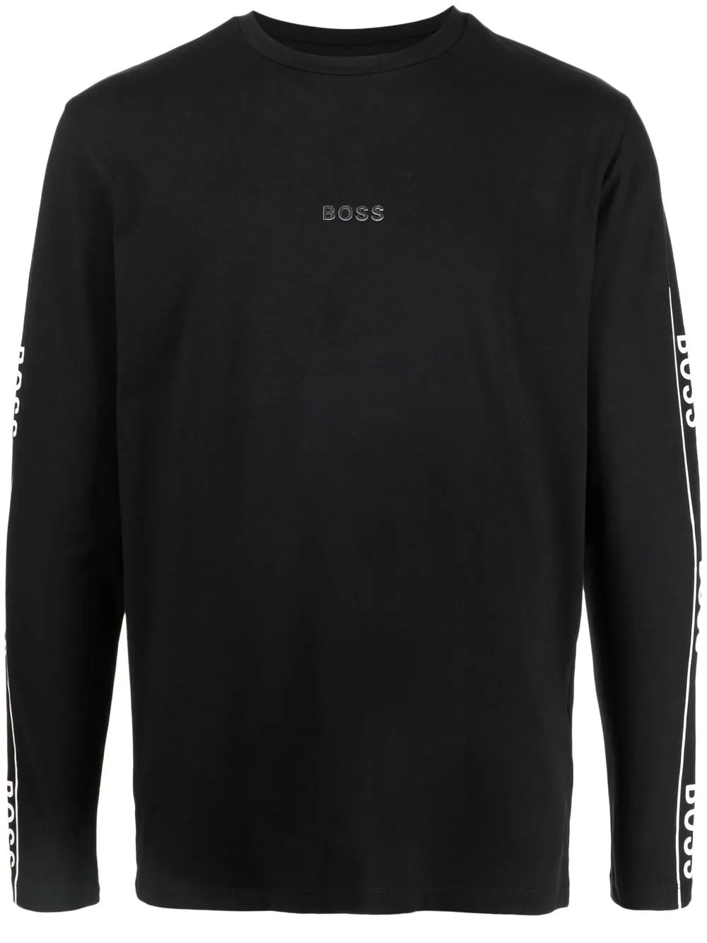 

BOSS playera manga larga con logo estampado - Negro