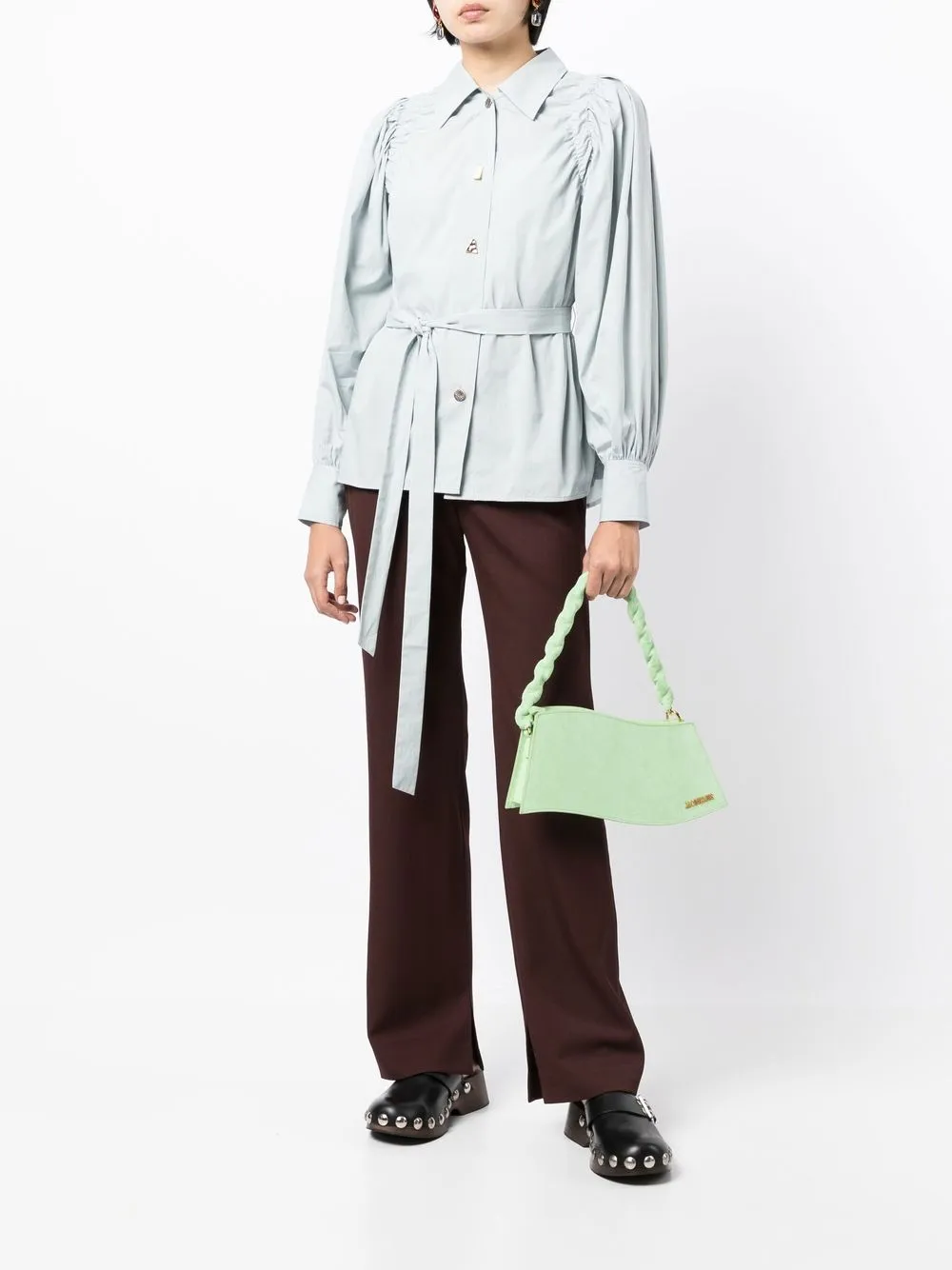 Rejina Pyo Blouse met striksluiting - Blauw
