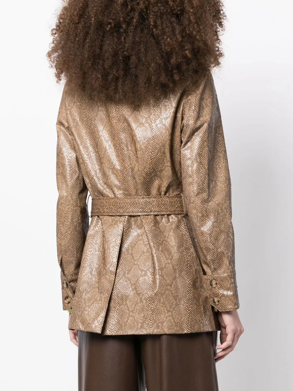 Rejina Pyo Felix Python-effect Faux Leather Jacket In Brown