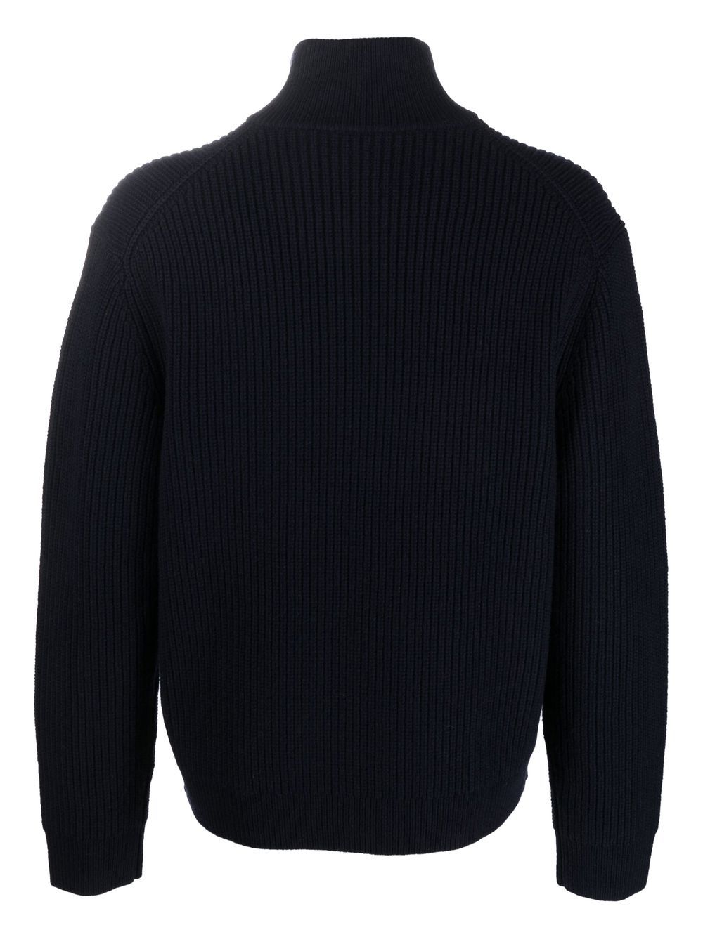 Shop Filippa K Ribbed-knit Half-zip Jumper In Blue