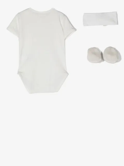 La Perla Kids 러플 디테일 반팔 롬퍼