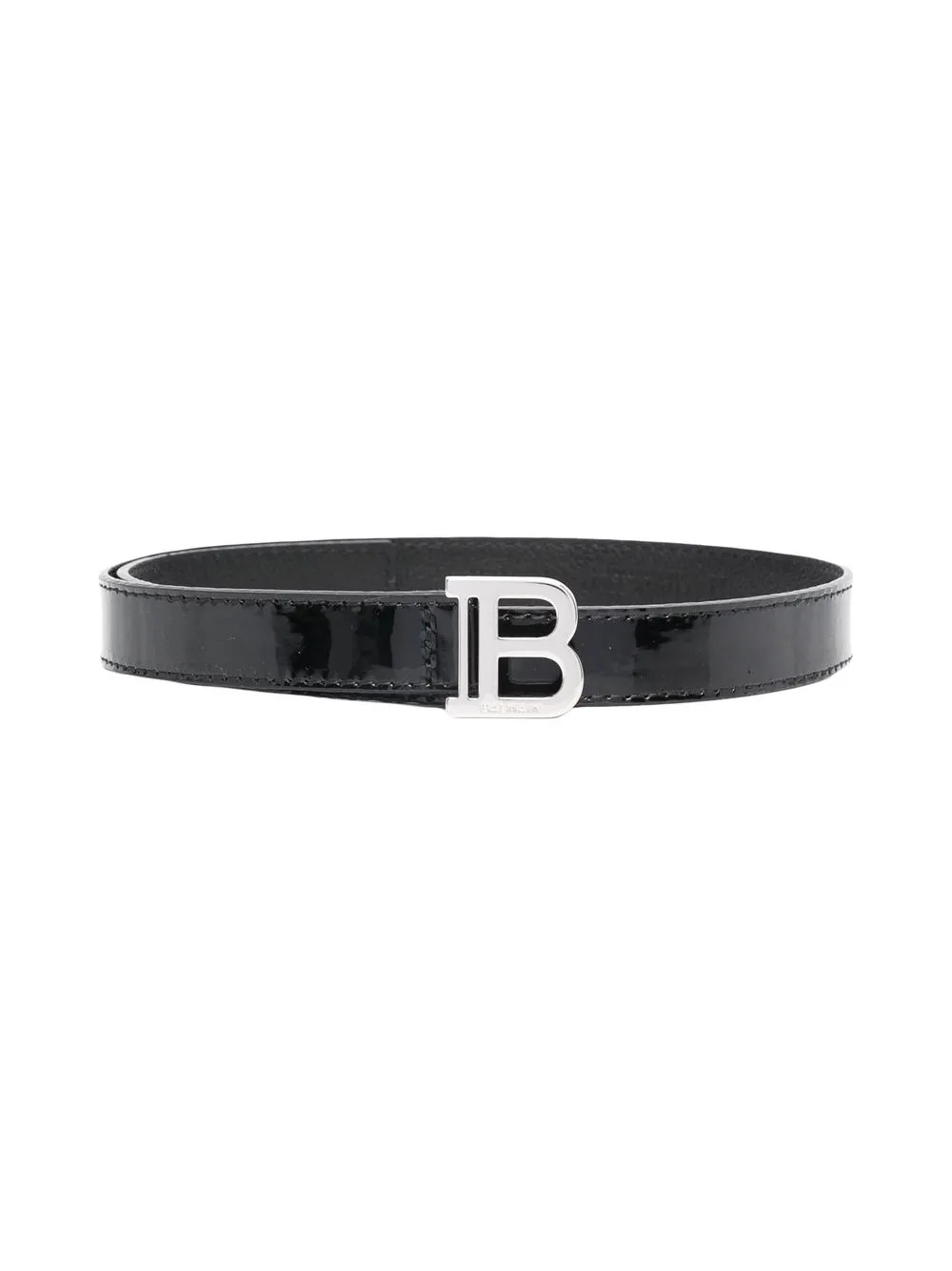 

Balmain Kids high-shine leather logo belt - Black