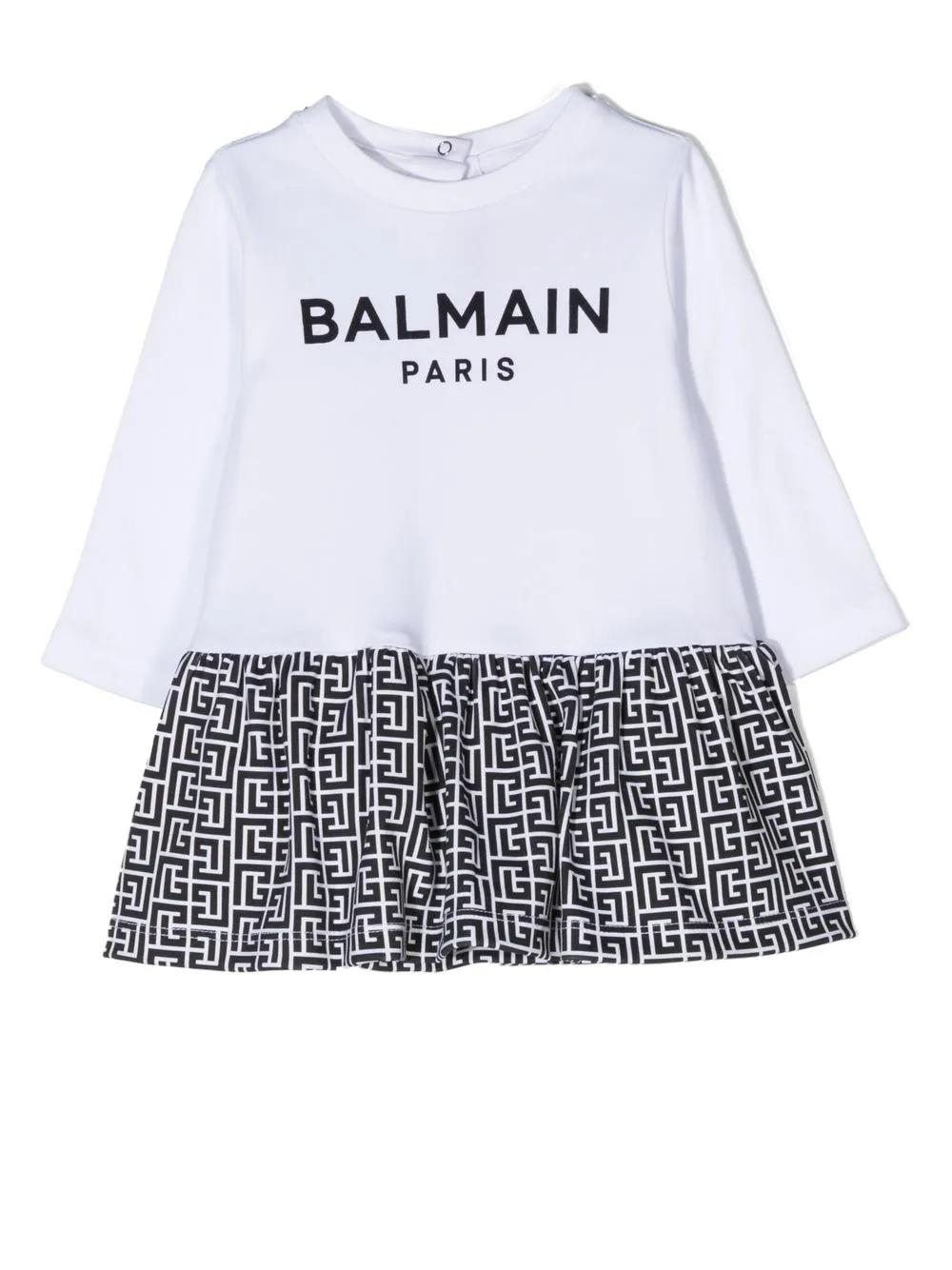 

Balmain Kids vestido con monograma estampado - Blanco