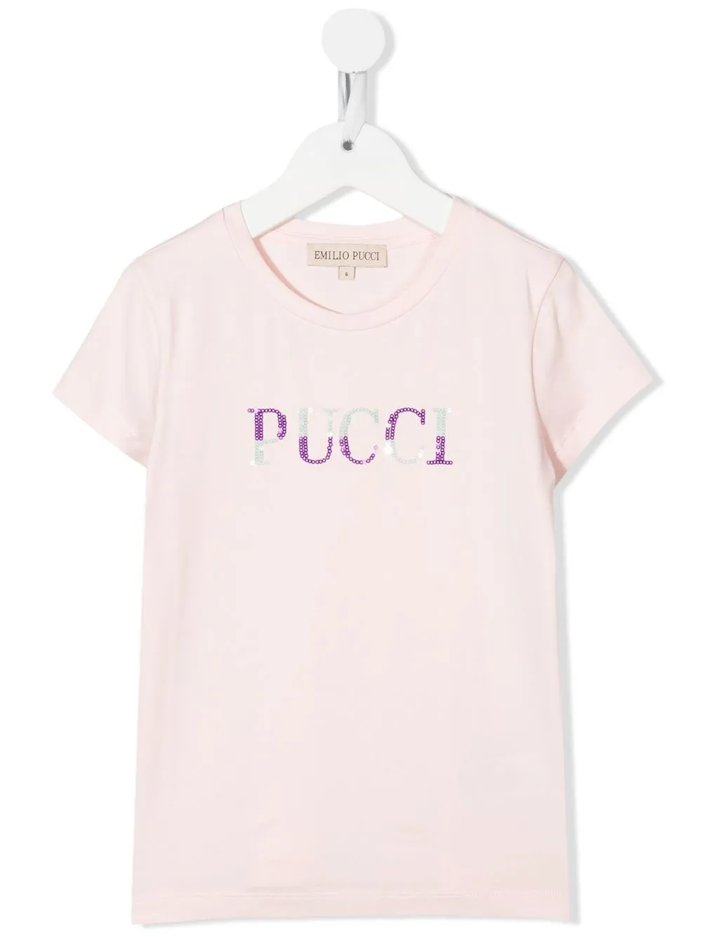 

PUCCI Junior playera con logo de lentejuelas - Rosado