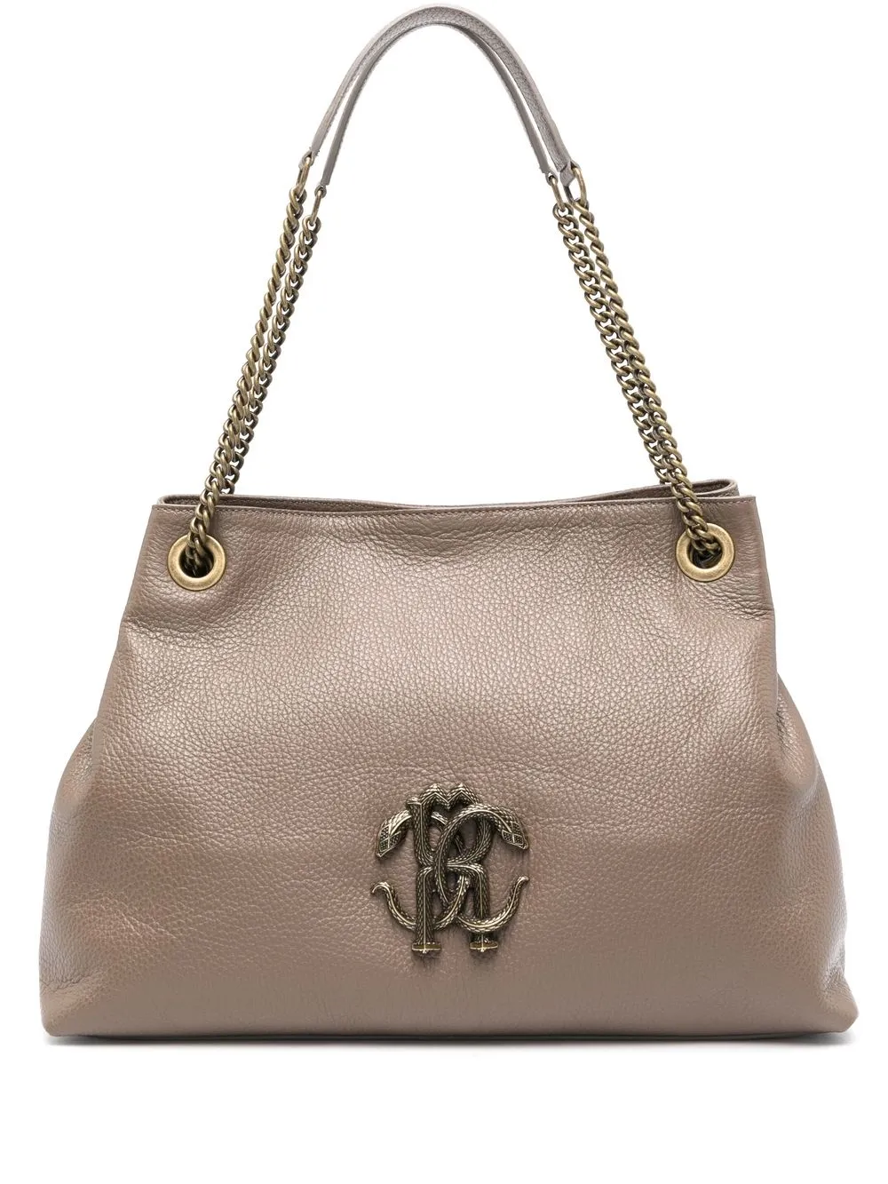 

Roberto Cavalli logo-plaque leather tote bag - Neutrals
