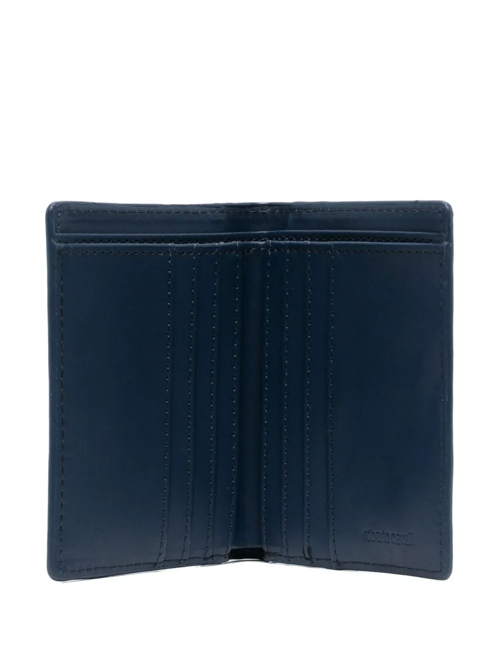 Roberto Cavalli Bi-fold Grained-texture Cardholder In Blue