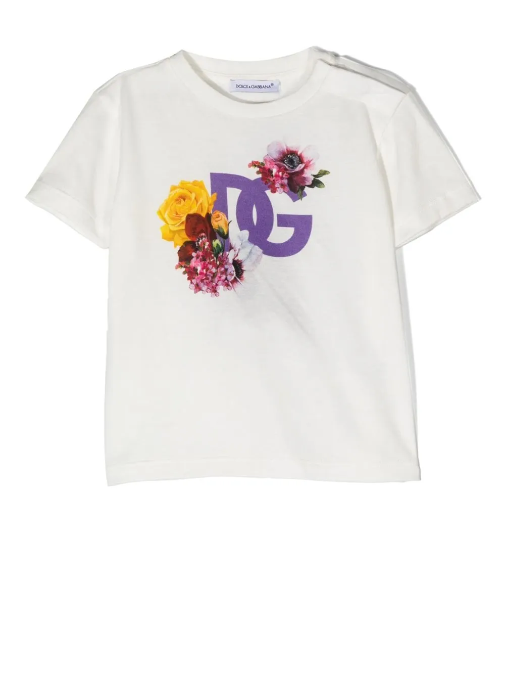 

Dolce & Gabbana Kids playera con estampado floral y logo - Blanco