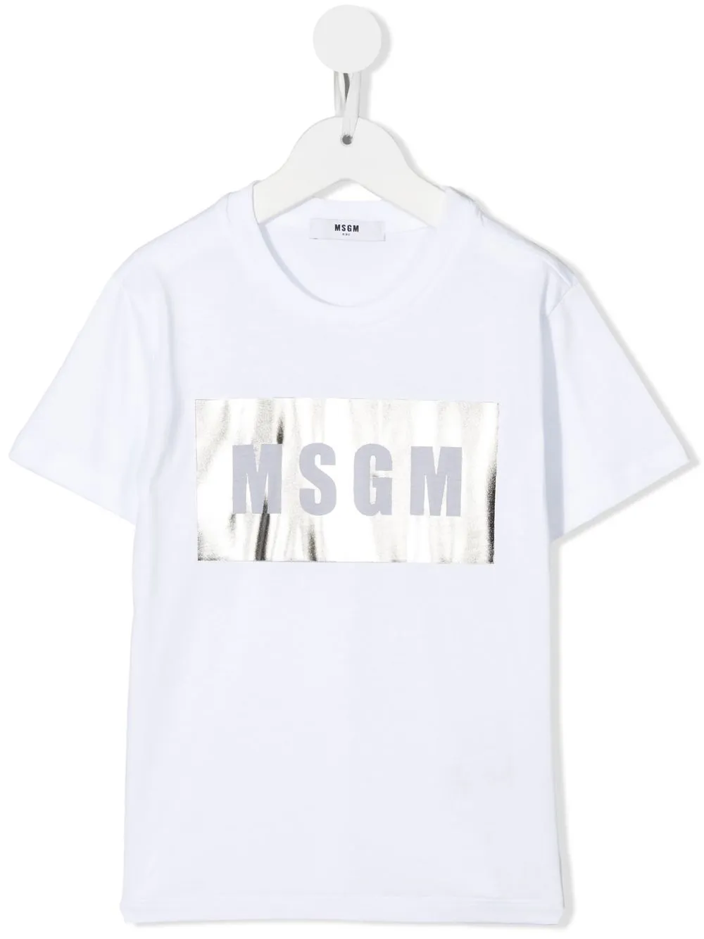 

MSGM Kids playera con logo metalizado - Blanco