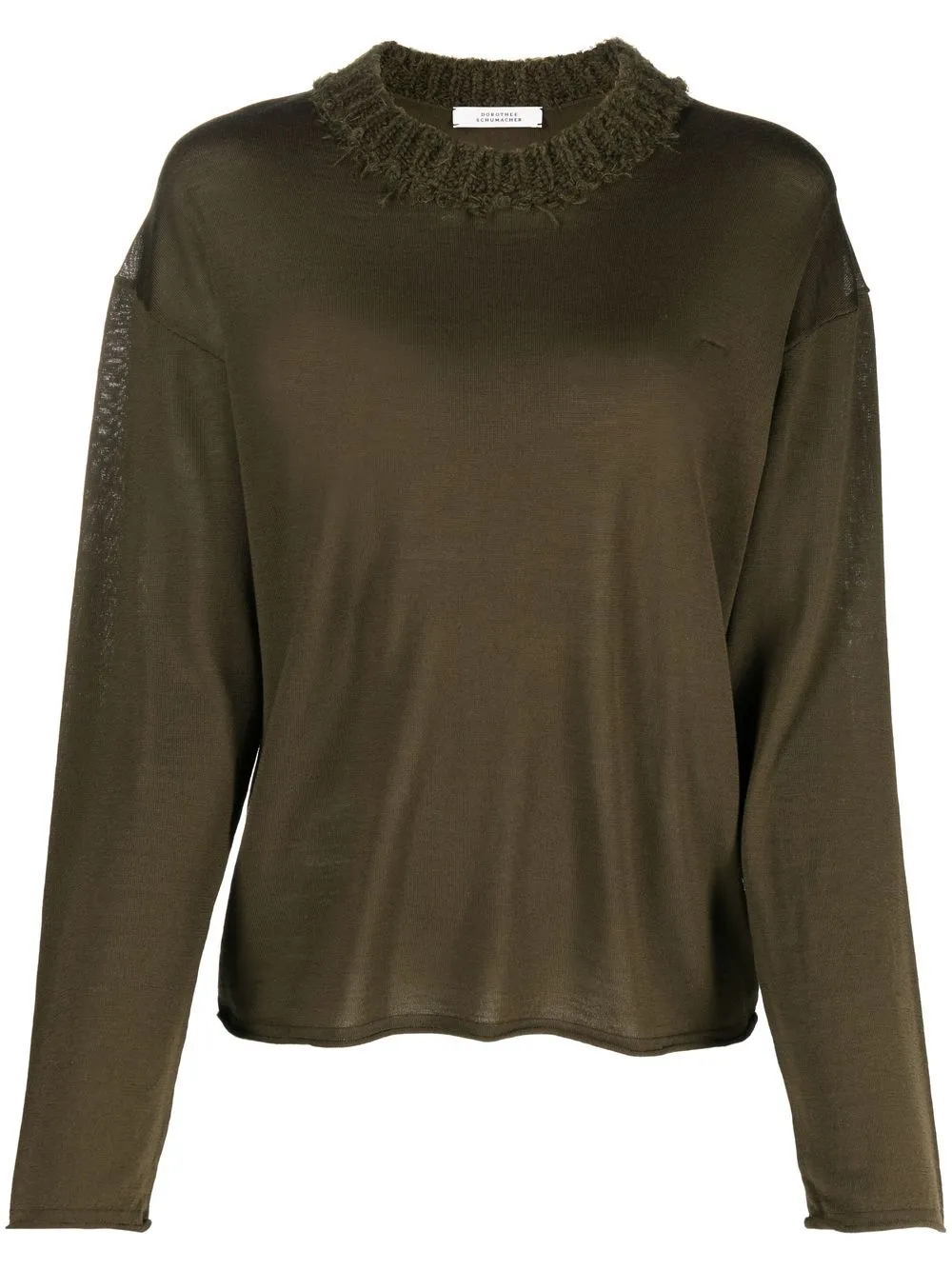 

Dorothee Schumacher distressed-collar virgin wool jumper - Green