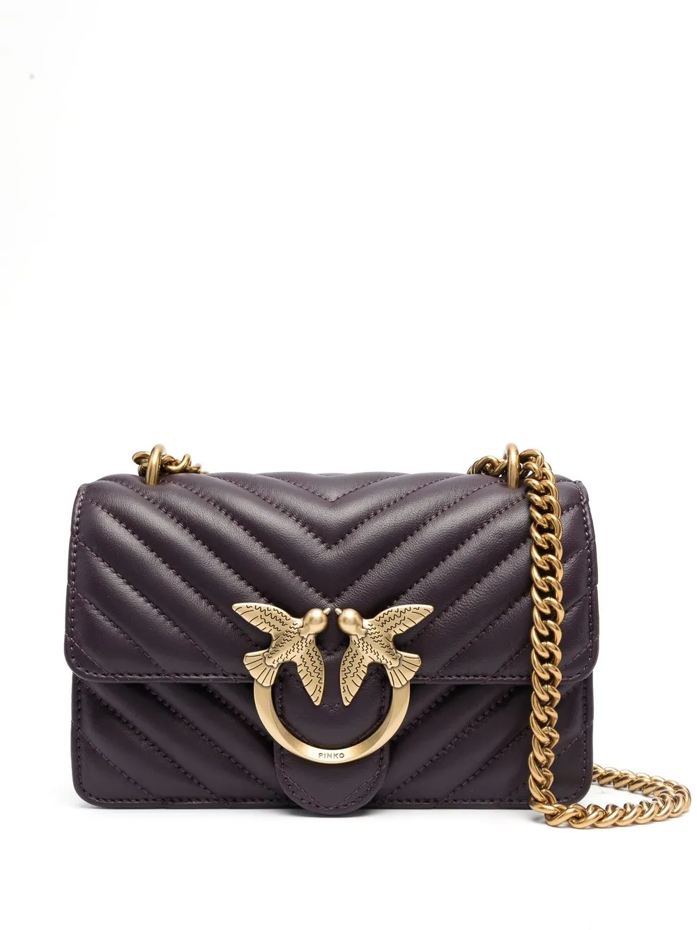 

PINKO logo-plaque quilted satchel bag - Purple