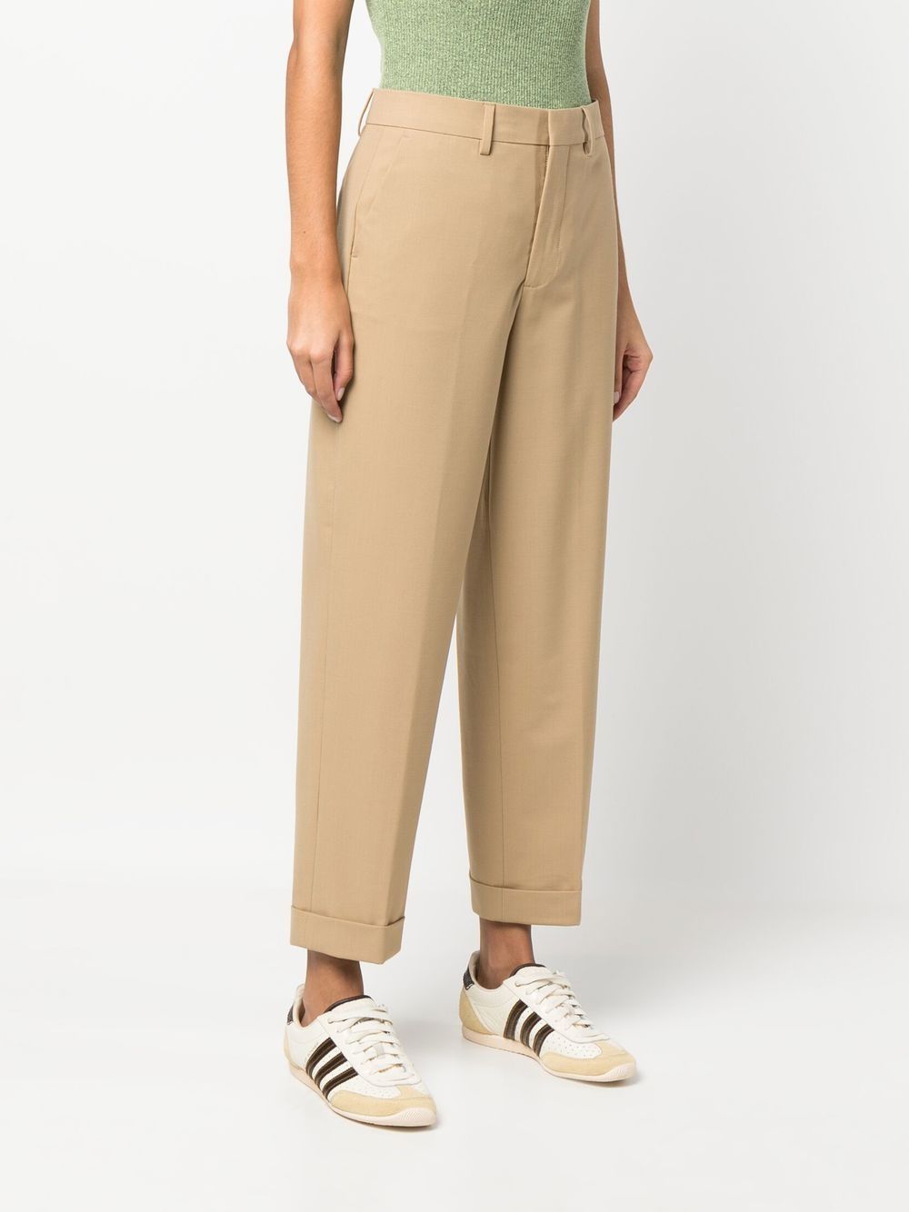 Shop Closed Auckley Pressed-crease Tailored Trousers In Brown