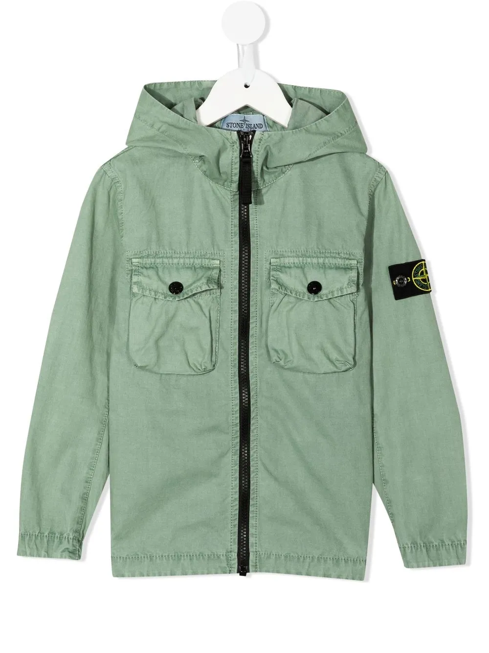 

Stone Island Junior logo-patch hooded jacket - Green