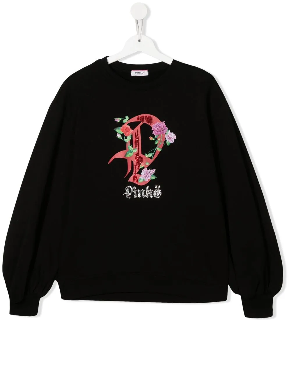 

Pinko Kids sudadera con cuello redondo y logo estampado - Negro