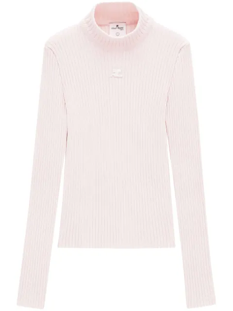 Courrèges Suéter gola alta com logo bordado