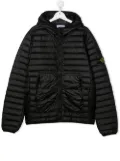 Stone Island Junior logo-patch hooded puffer jacket - Black