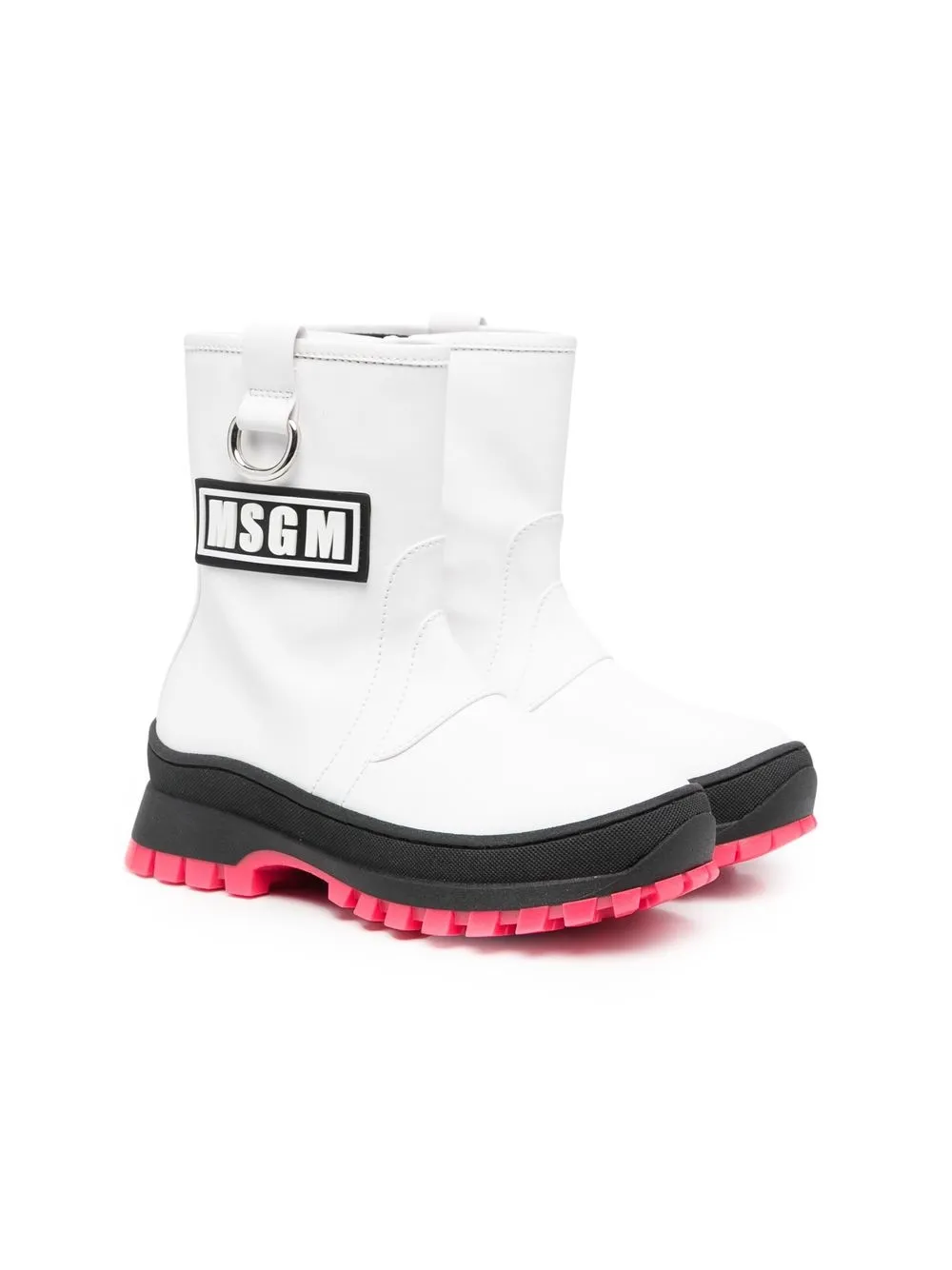 msgm kids bottines à patch logo - blanc