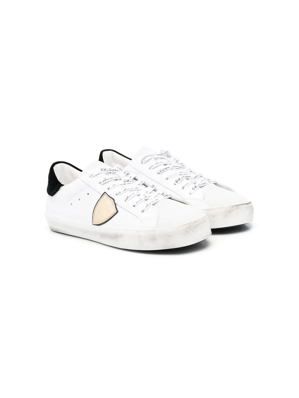 

Philippe Model Kids contrasting heel-counter sneakers - White